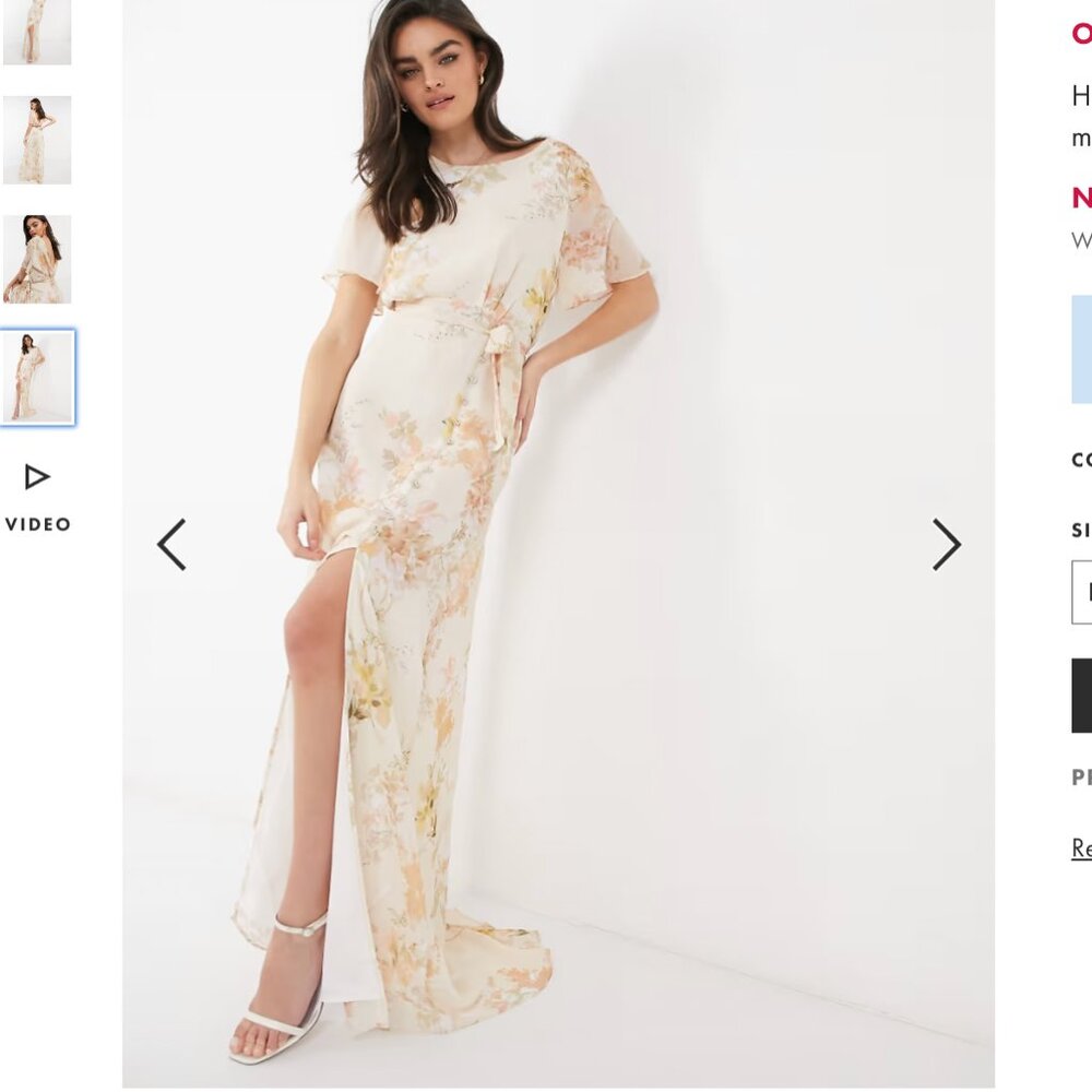 Hope & Ivy draped back maxi dress in peach floral